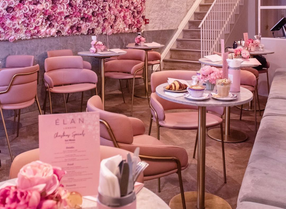 a beautiful pink cafe in London