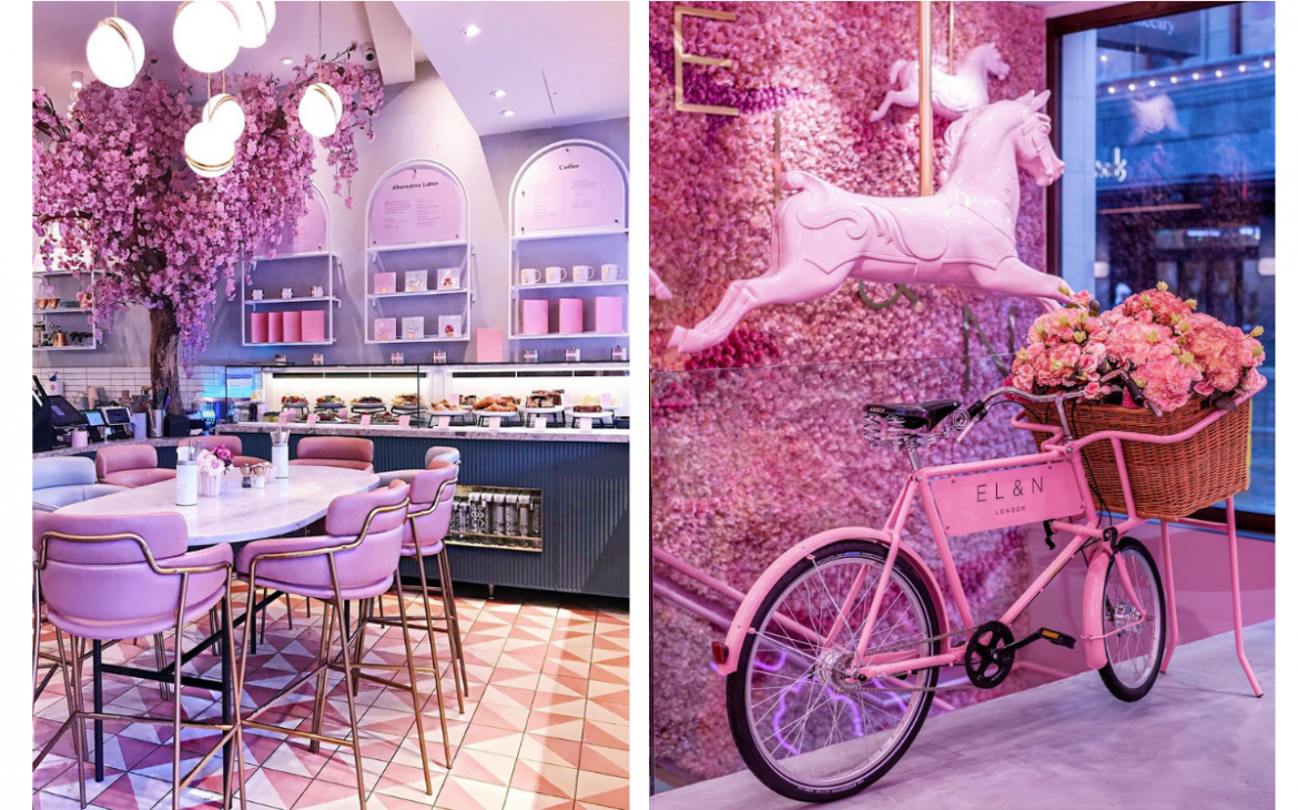 a beautiful pink cafe in London