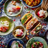 Food arranged on a table