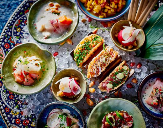 Food arranged on a table