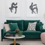 luxurious green sofa in stylish modern living space