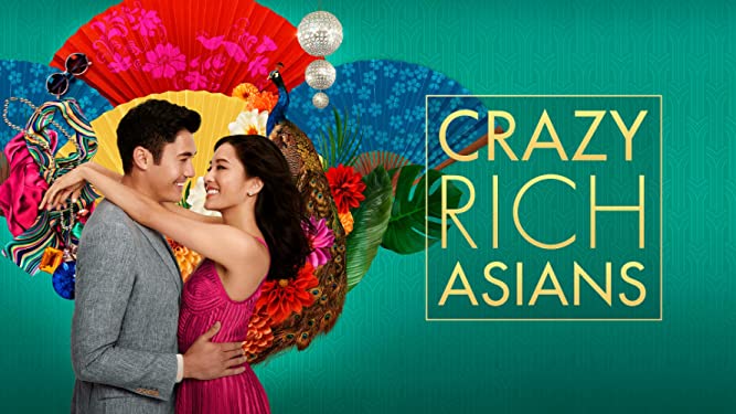 crazy rich asians poster: man and women embracing