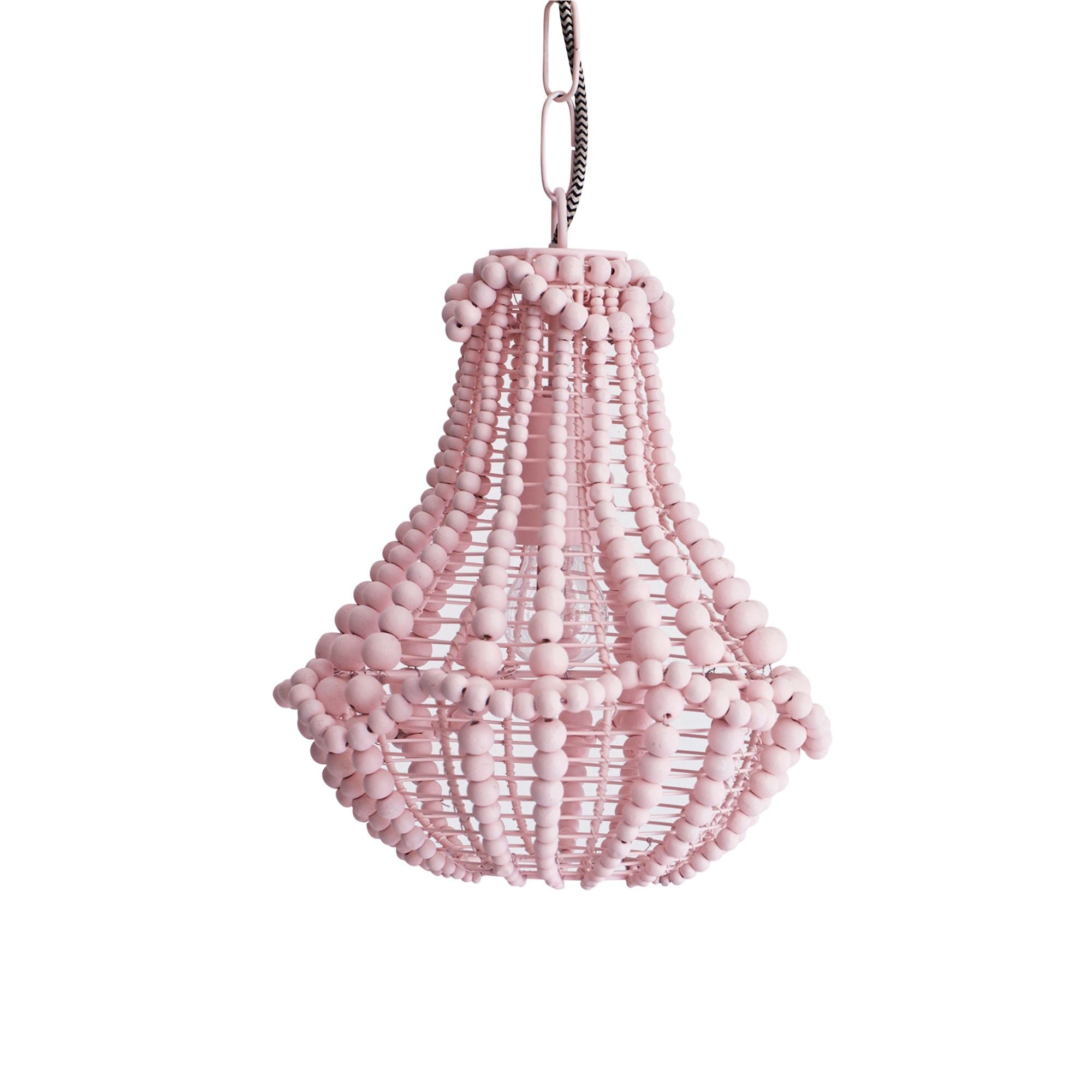 a pink beaded chandelier