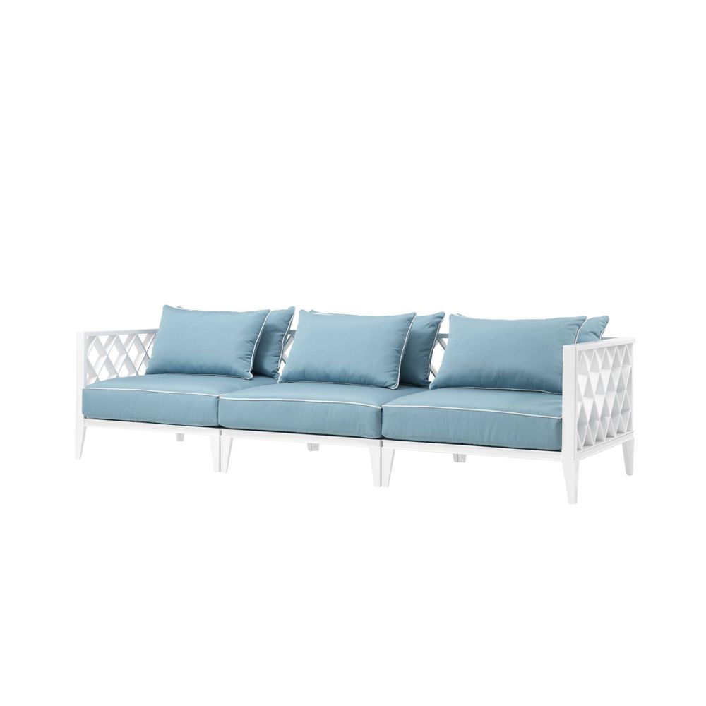 blue and white garden sofa