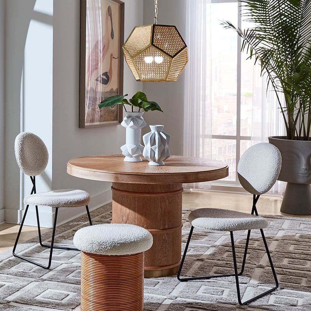 Need dining inspiration? Natural materials and finishes are a IN! 🤍 We absolutely adore this set up featuring the Jonathan Adler Brussels Dining Table in natural oak and Caprice Dining Chairs in Oatmeal. Let us know what you think! ✨

#diningroom #diningsetup #diningroominspo #homedecor #interiordesign #homeinspo