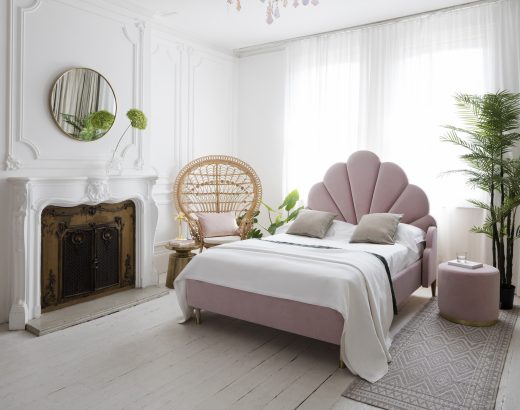 A luxurious pink summery bedroom