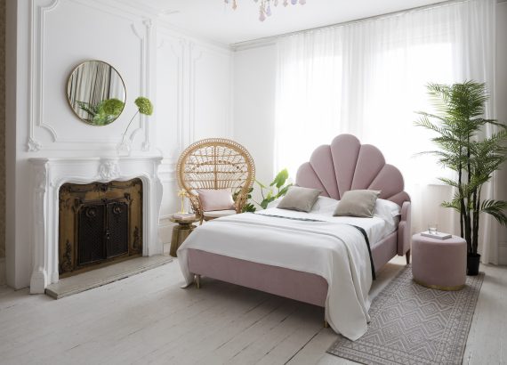 A luxurious pink summery bedroom