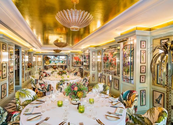 a luxurious floral restaurant