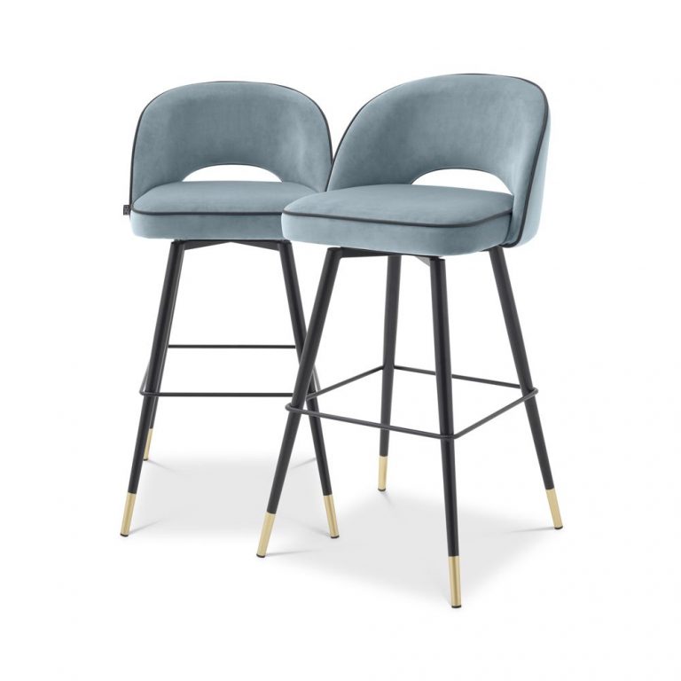 Eichholtz Cliff Bar Stool - Blue - Set Of 2