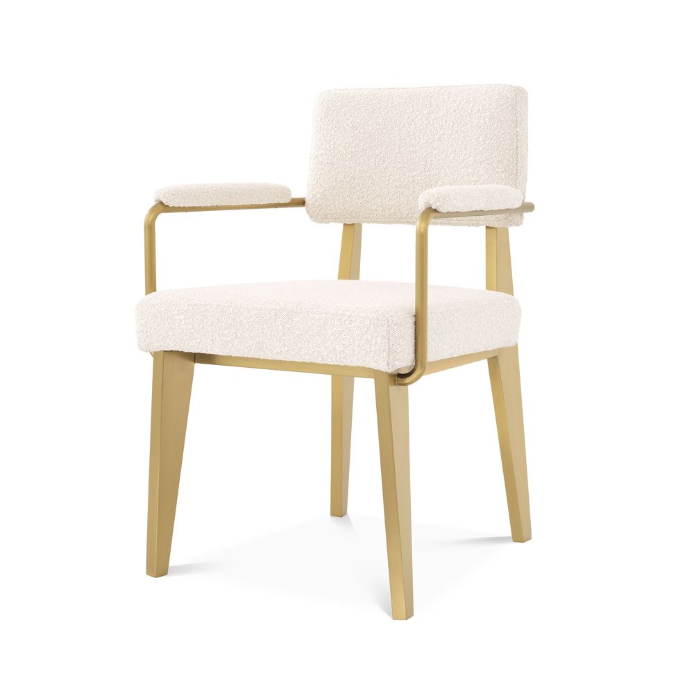 Eichholtz Sorbonne Dining Chair with Arms - Boucle Cream