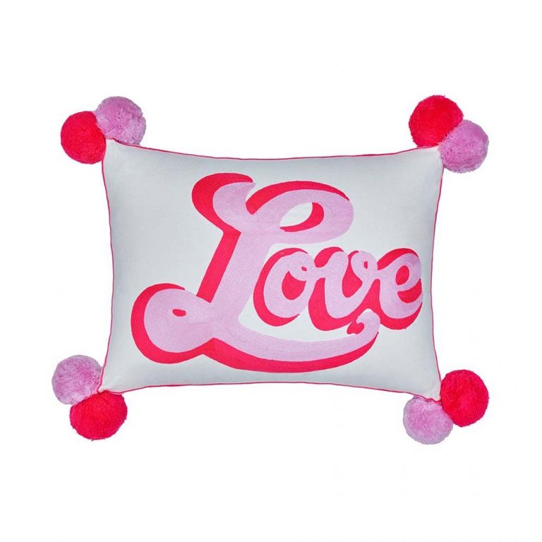 Retro Cursive Love Embroidered Cushion