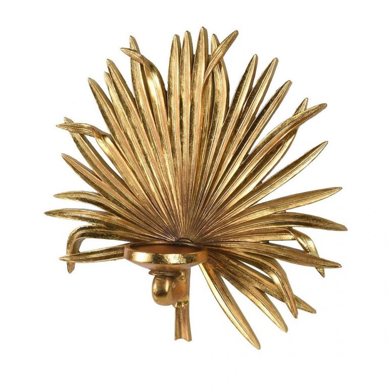 Gold Palm Leaf Candle Holder