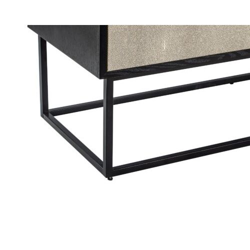 Sophisticated sideboard with beige shagreen top and black solid wood frame