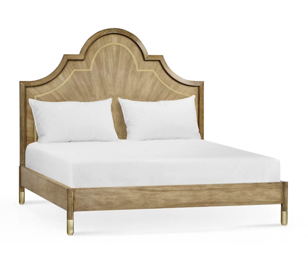 Bleached Walnut & Brass Bed - Super King