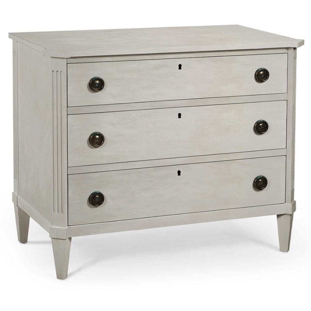 Discover the Aeon Chest of Drawers in sleek grey, combining modern style and ample storage for your bedroom or living space. Elevate your decor today!