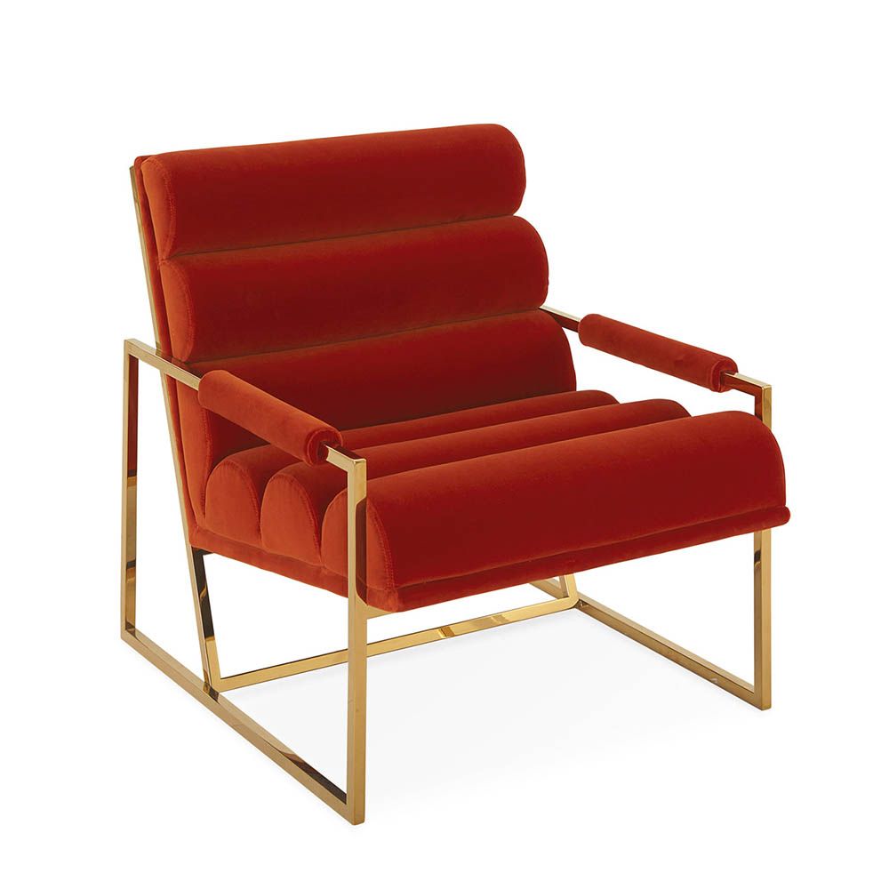 Jonathan Adler Channeled Goldfinger Lounge Chair – Varese Persimmon  