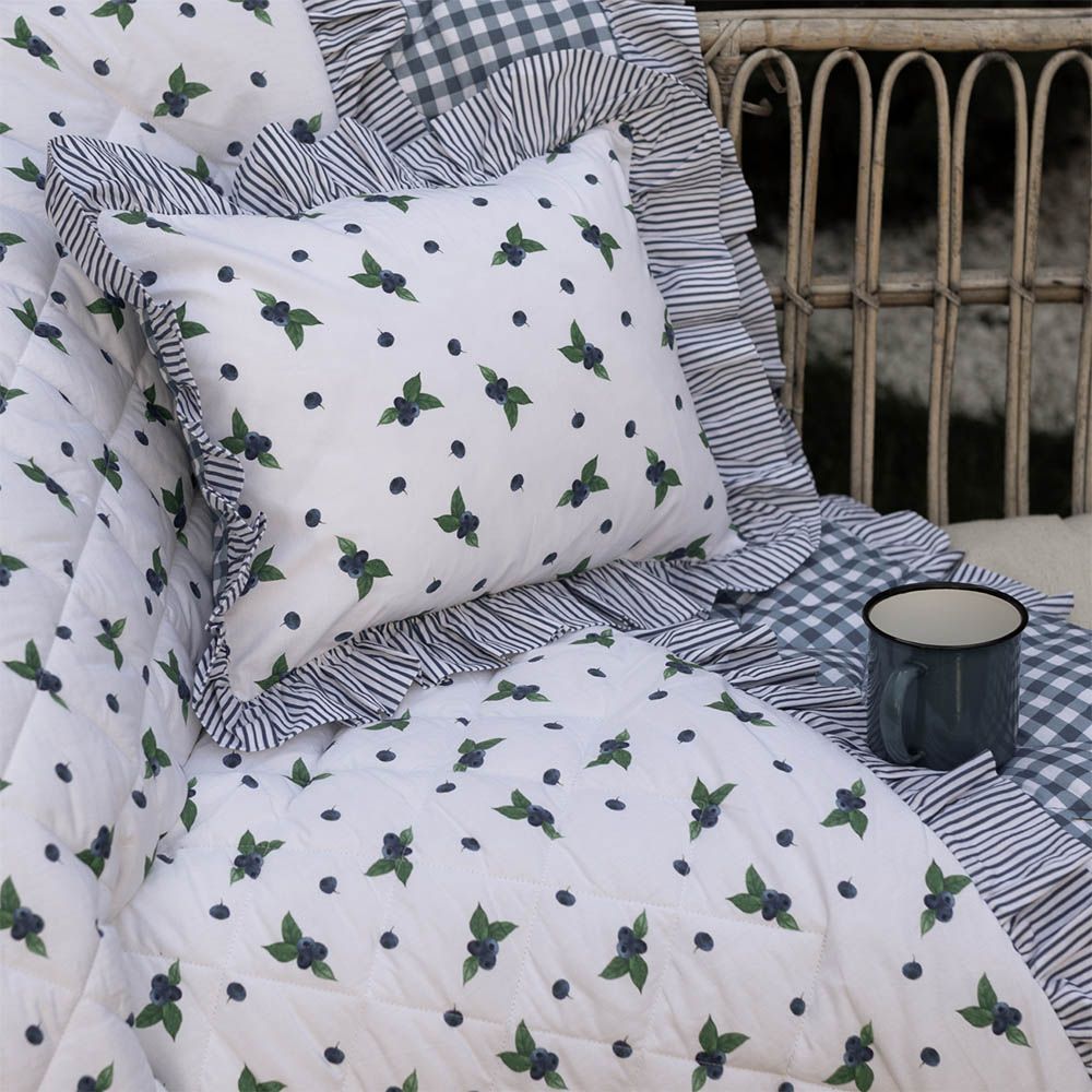 Evie & Skye Ruffled Blueberry Quilt and Pillow Set