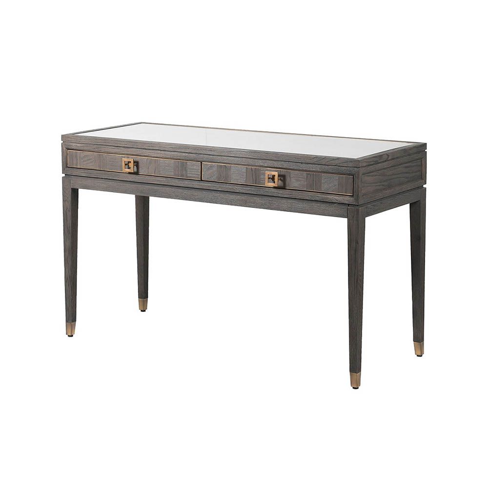 Pascal Glass Top Dressing Table - Brown