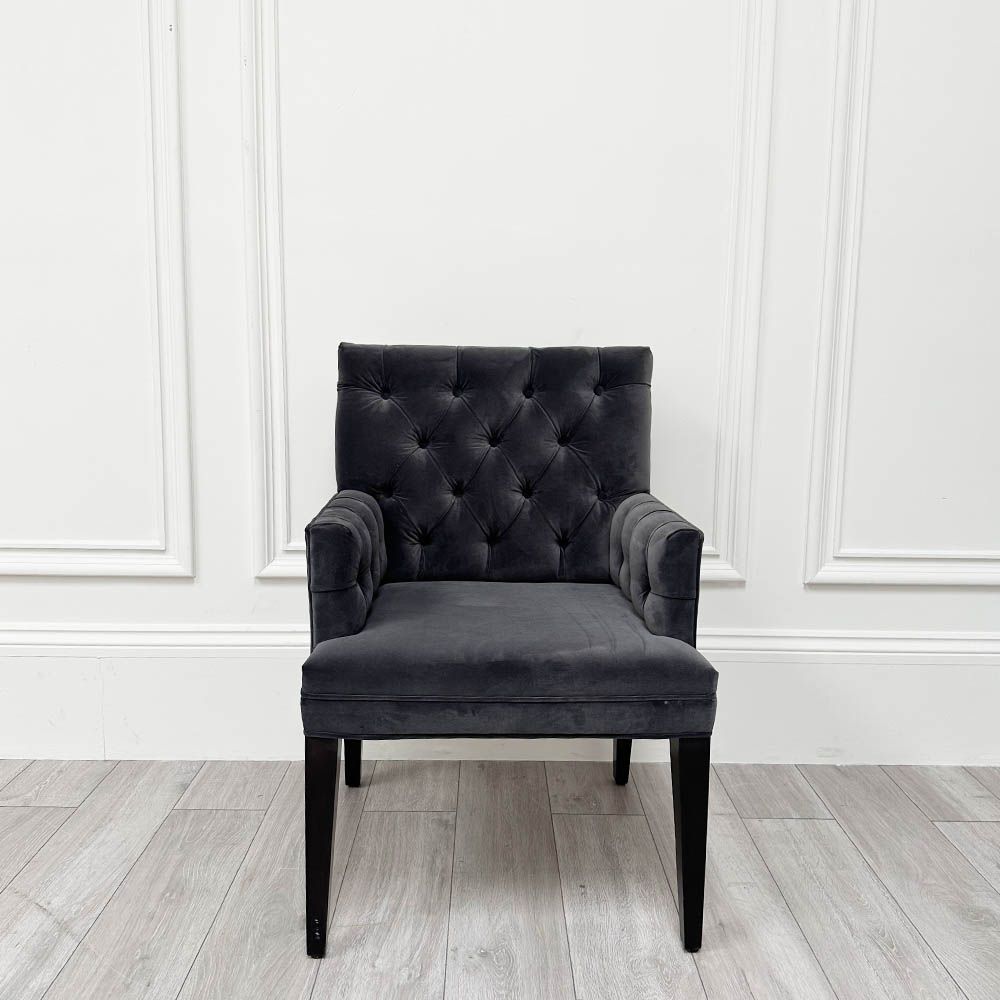 Ex-Display Cheshire Carver Chair - House Velvet - Charcoal 