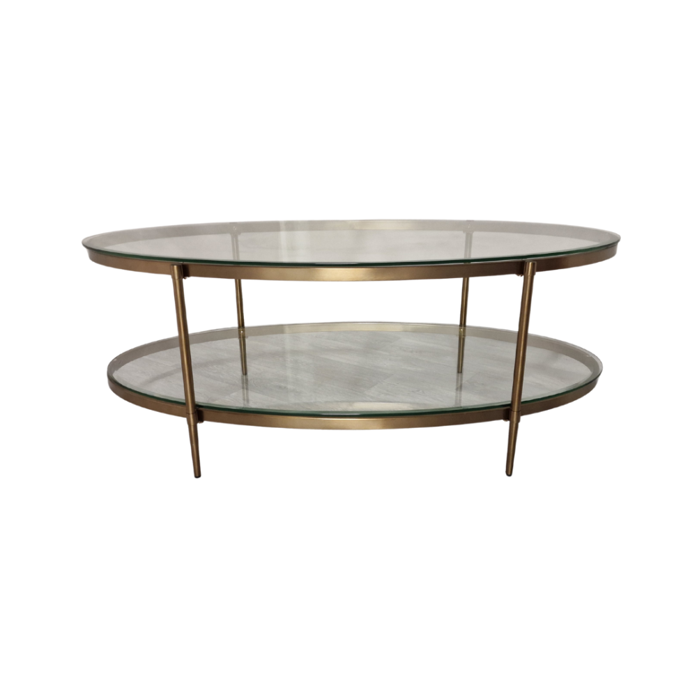 Clearance Adlon Coffee Table - Clear Glass/Brushed Brass