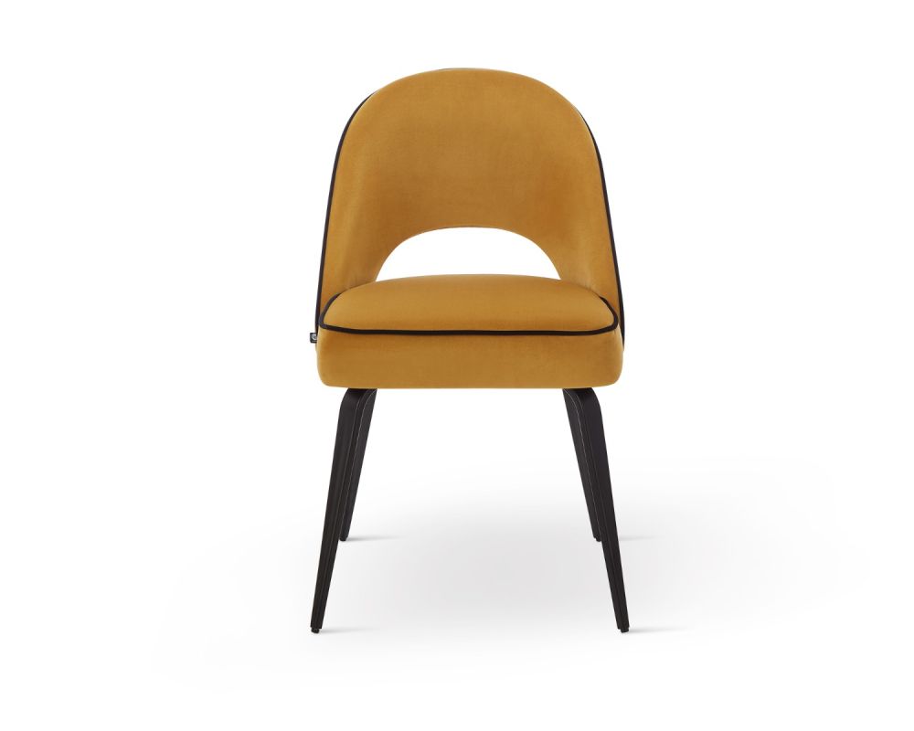 Yves Dining Chair (Crib 5) Set of 2 - Megan Mustard/Black Piping