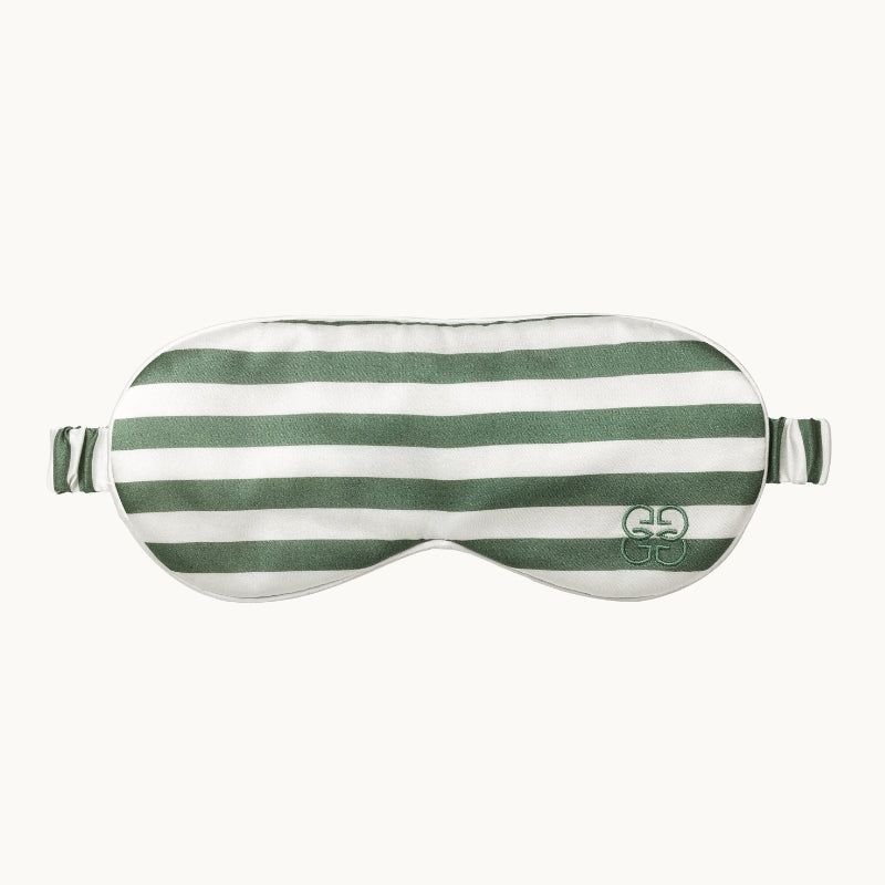 Ticking Silk Eye Mask - Summerhill Blue