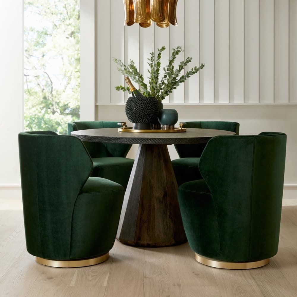 Poppy Swivel Chair - Forest Velvet