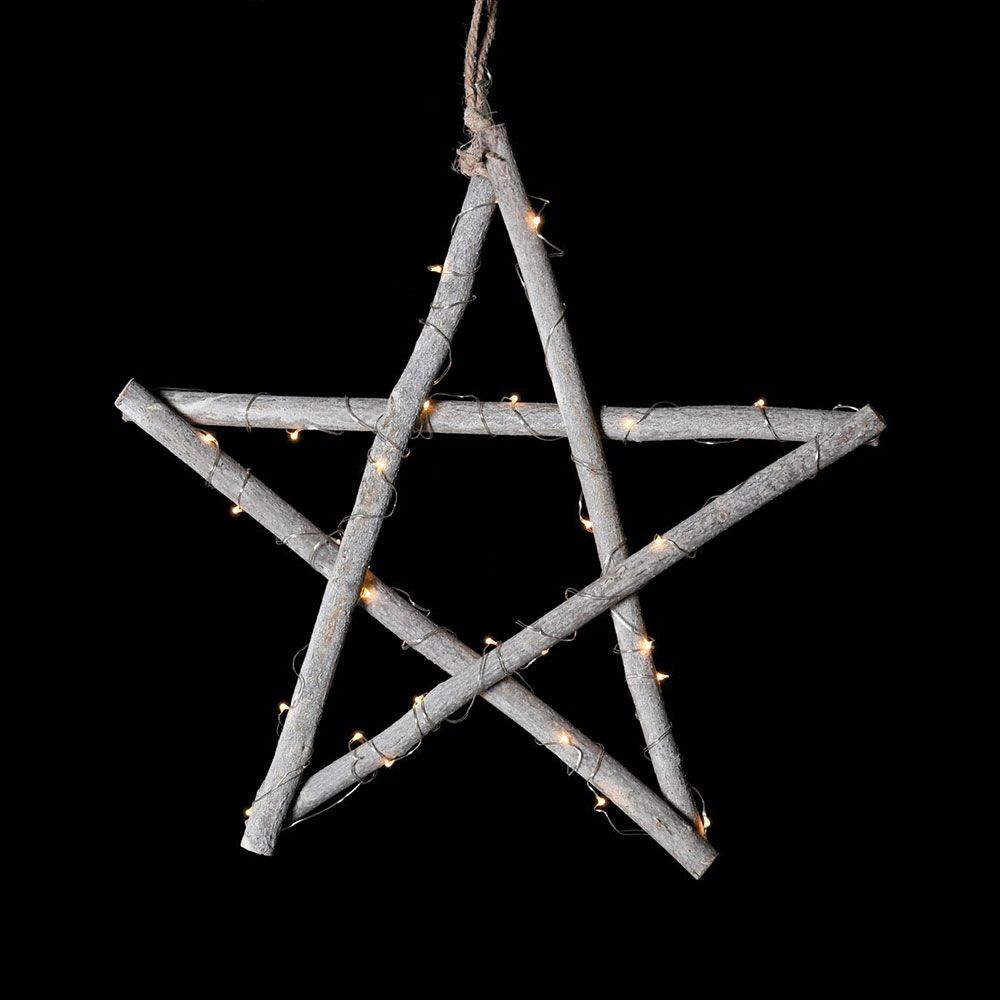 Illuminated Wooden Star Decoration