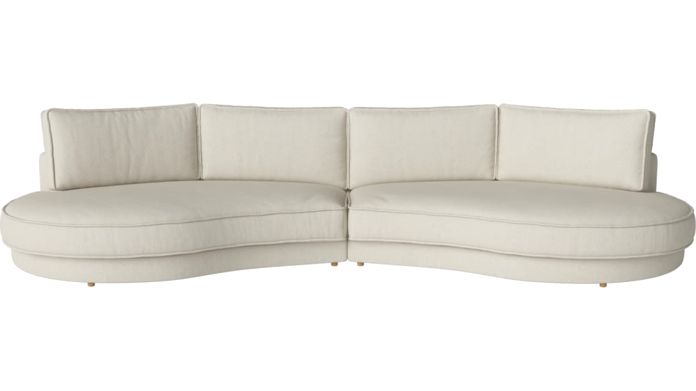 Noora 2 Seater Sofa - Curved - Paza Bouclé & Texture - Beige (Brand New)