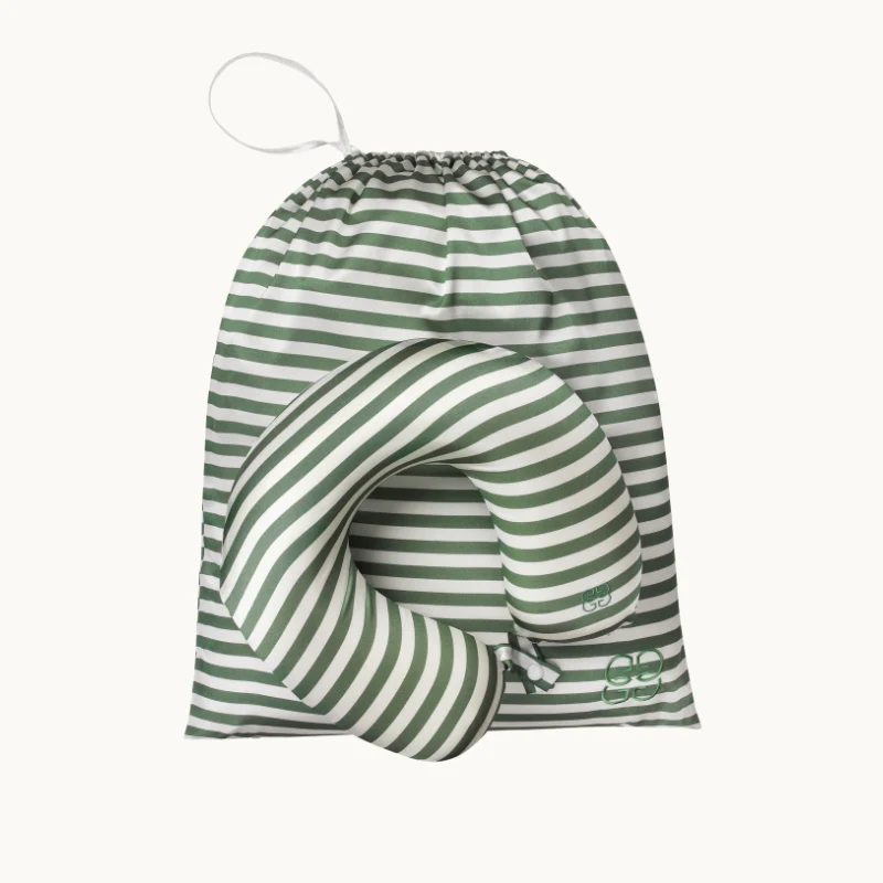 Striped Silk Laundry Bag - Green & White