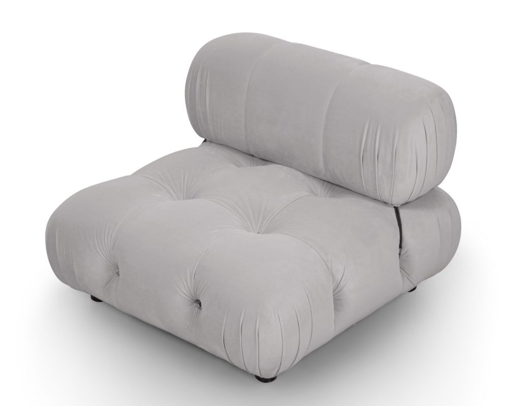 Plush grey cushion-like padded chair
