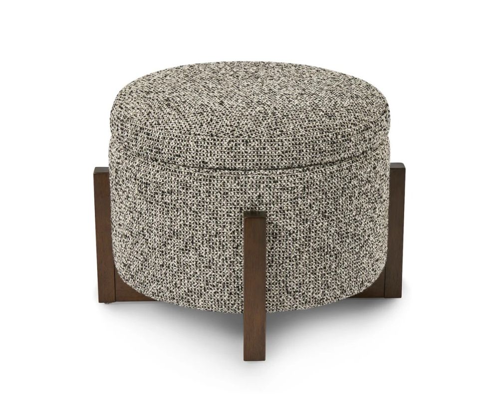 Asti Ottoman - Black/White Marl
