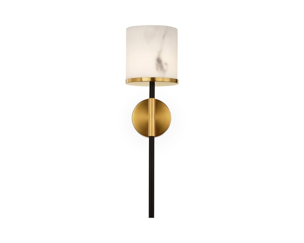 Callum Wall Light - Alabaster, Brass & Black