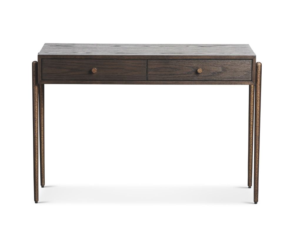 Nella Console Table - Brushed Brown & Hammered Dark Bronze