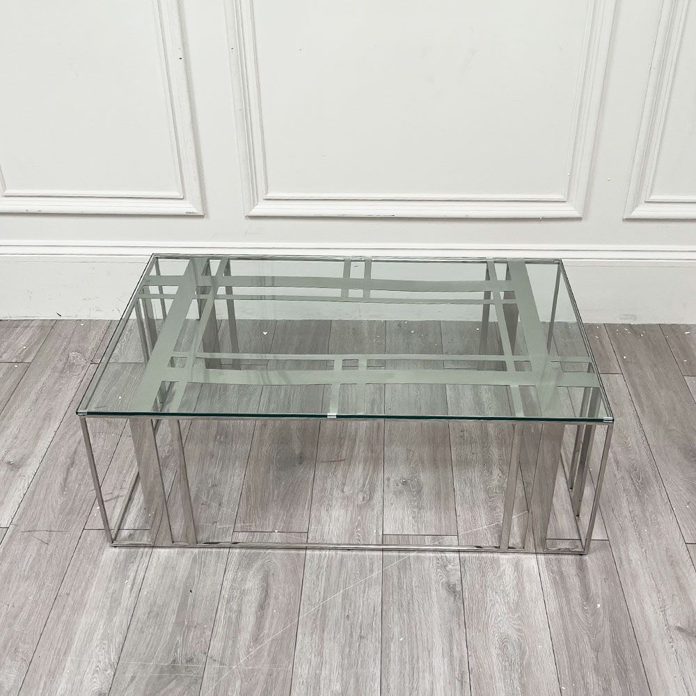 Clearance Lafayette Coffee Table - Polished Stainless Steel