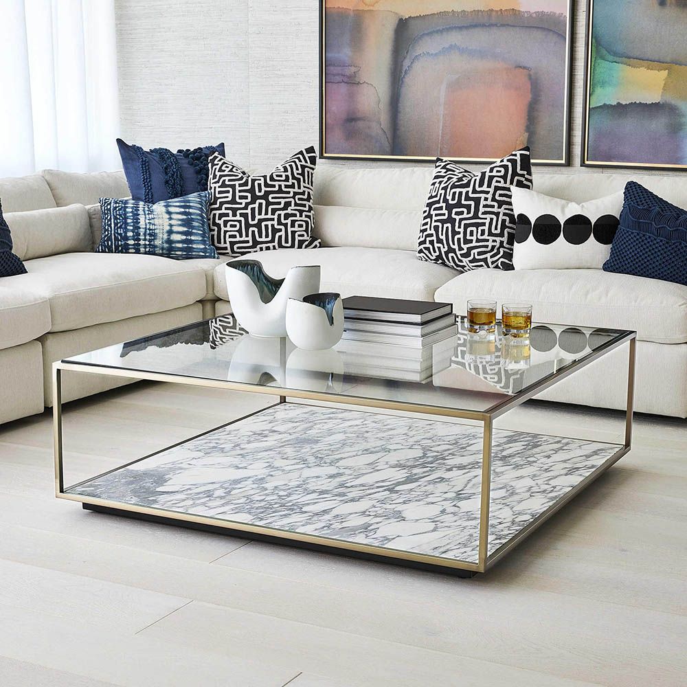 Floating Plane Coffee Table - Marble/Brass