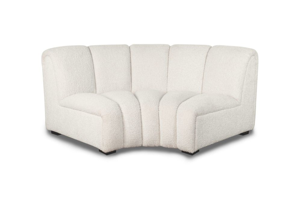 A luxury modular sofa with a beautiful boucle sand upholstery
