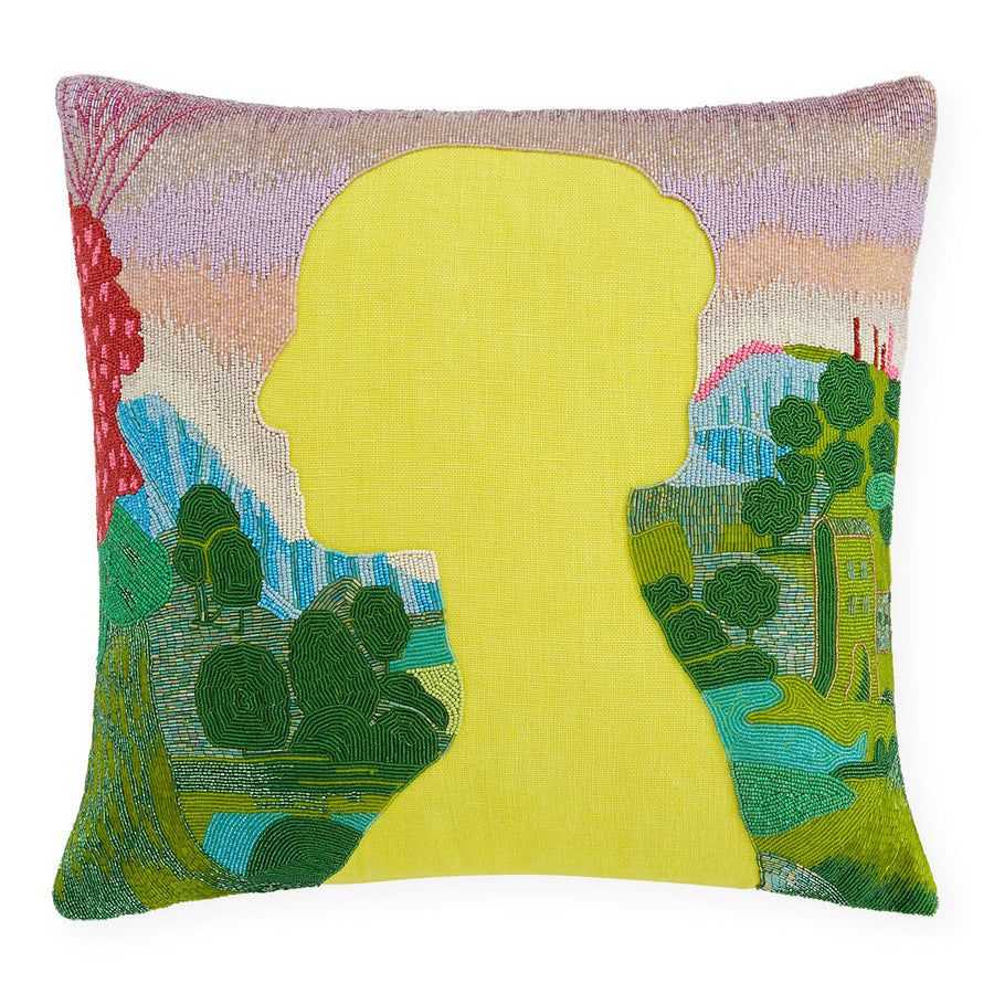 Renaissance Landscape Beaded Cushion