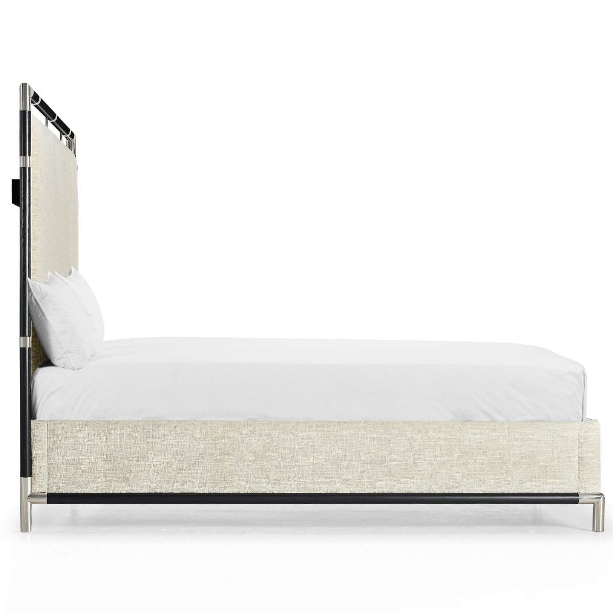Military Bed Frame in Oak - Shambala Fabric - King
