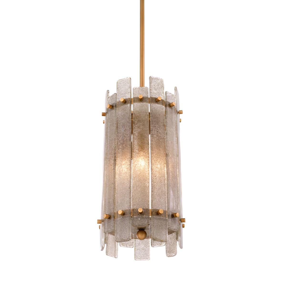 Cylinder pendant lamp with gold finish sheds