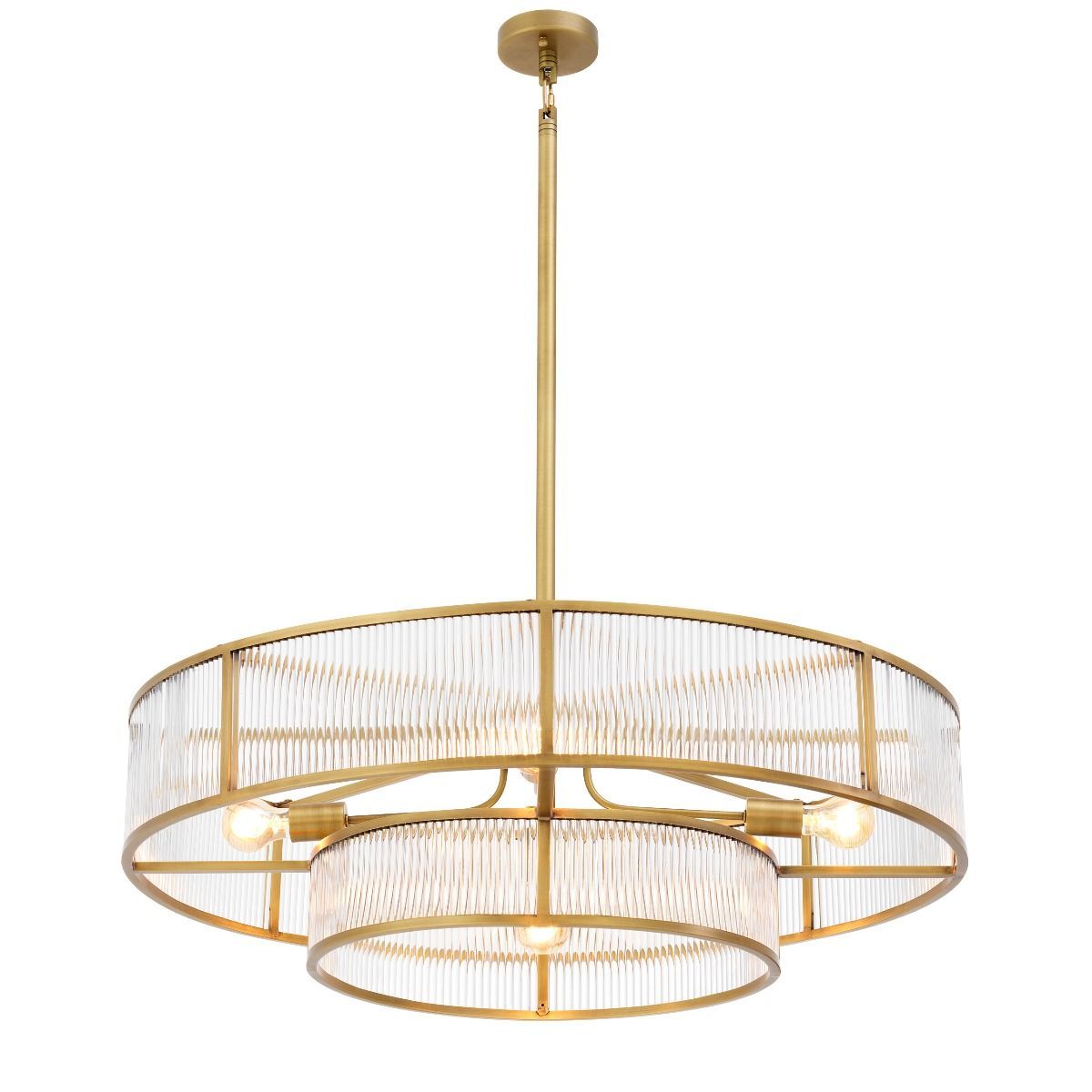 glamorous two-tier chandelier with antique brass finish