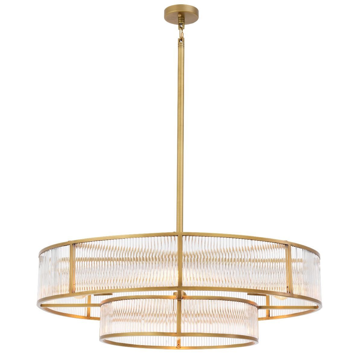 glamorous two-tier chandelier with antique brass finish