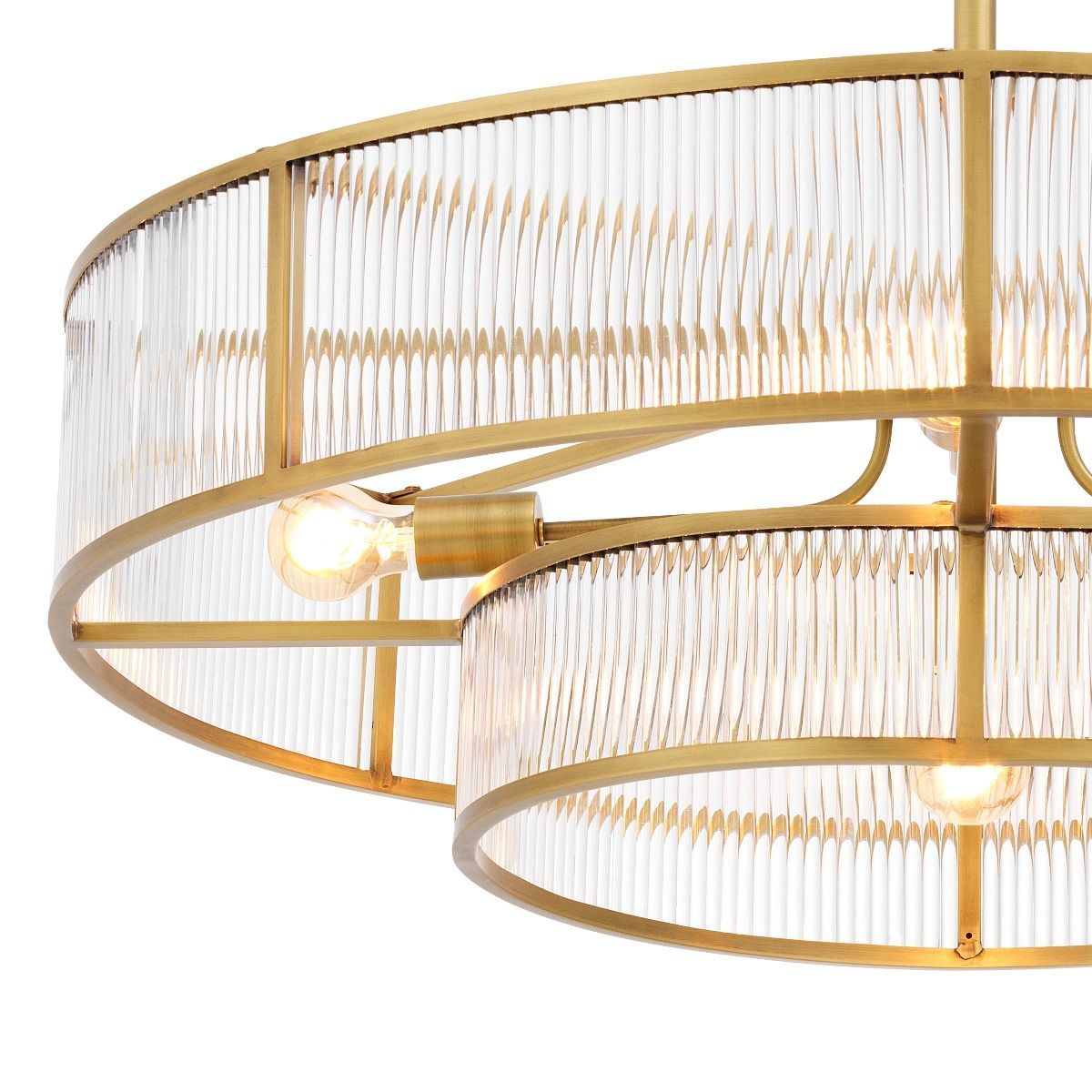 glamorous two-tier chandelier with antique brass finish