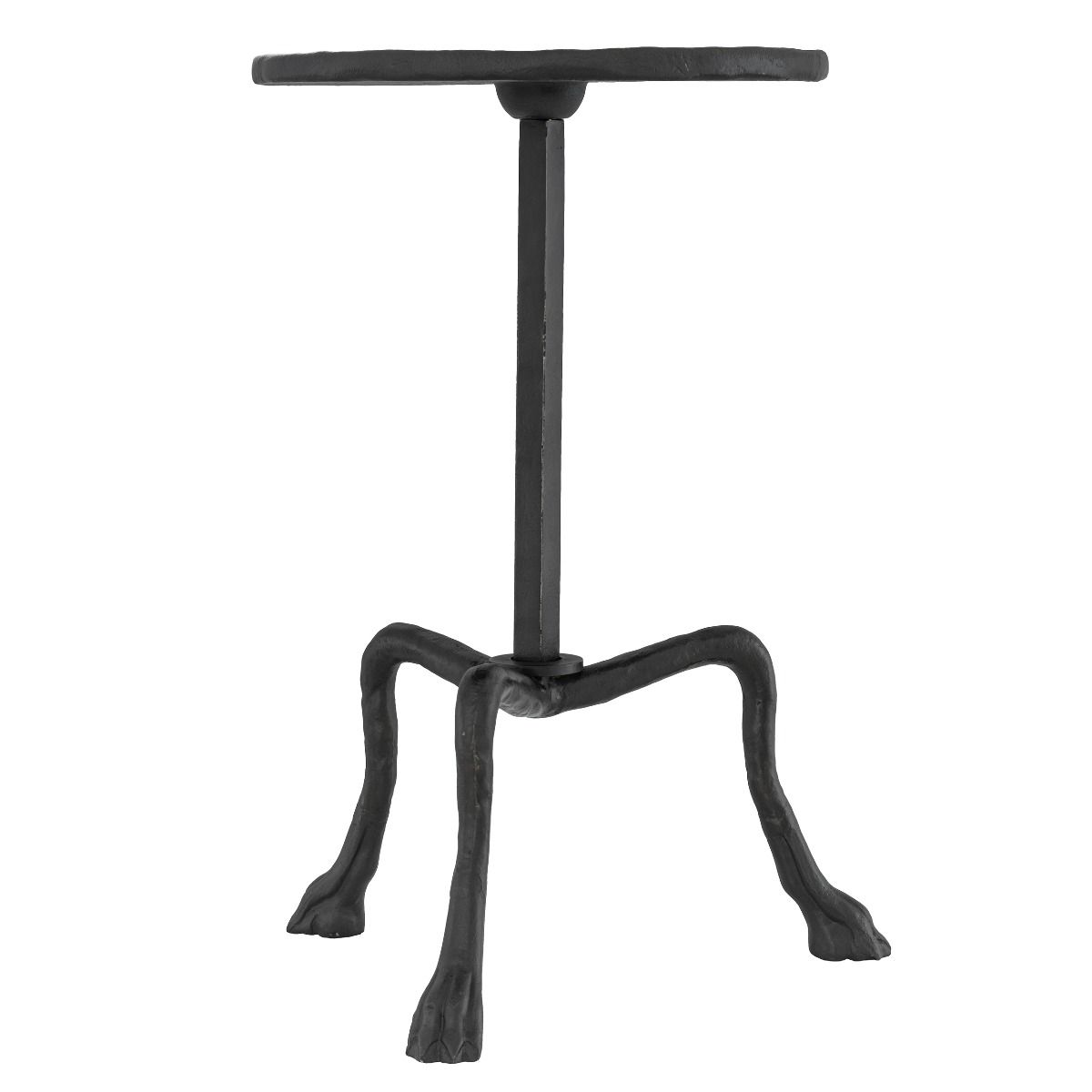 Eccentric and elegant side table with three feet and raised edge tabletop