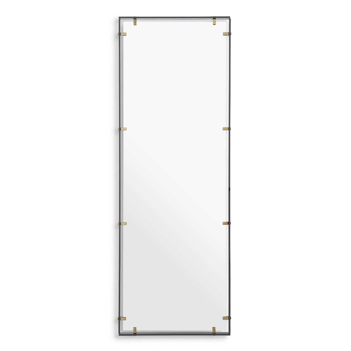 Stylish and contemporary Verona mirror with brass accents.