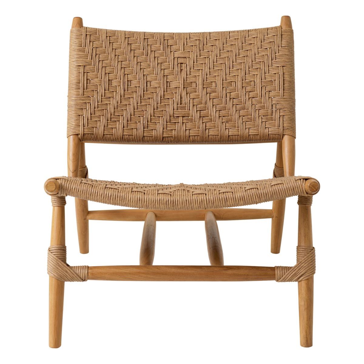 A stylish rattan outdoor chair and footstool by Eichholtz 