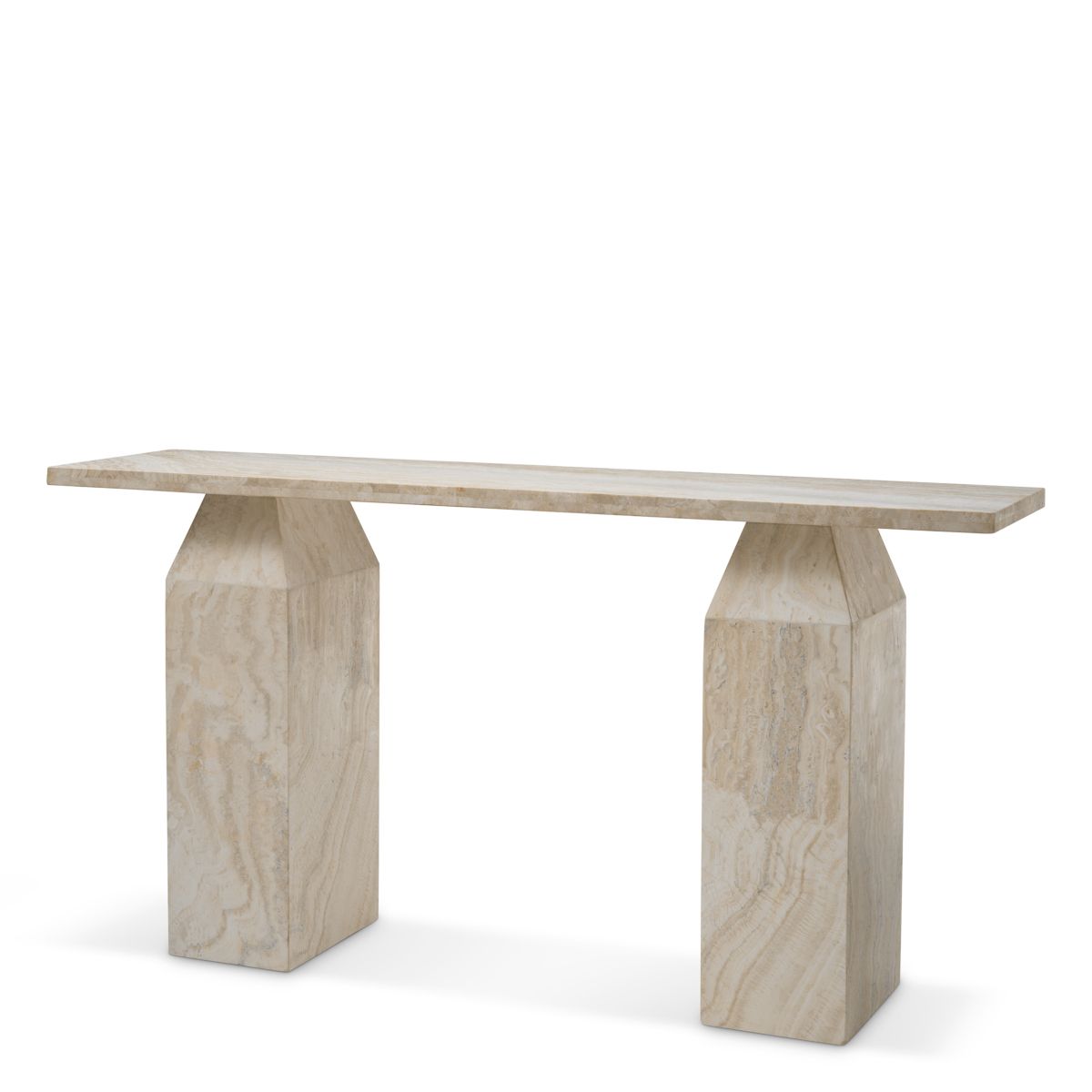Sleek travertine console table
