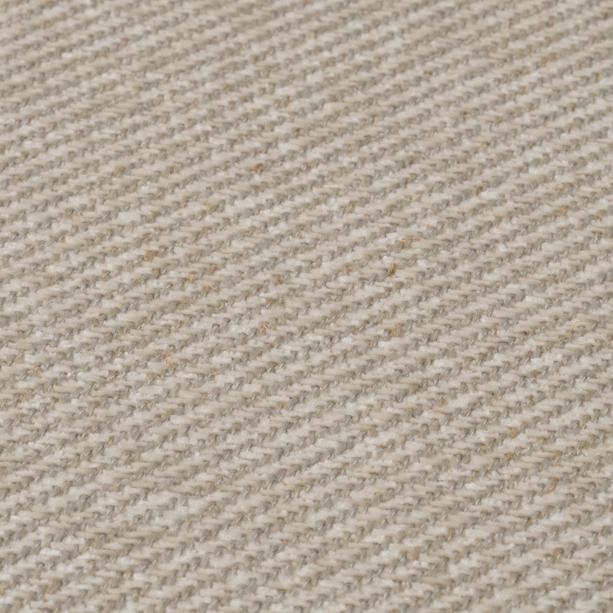Taupe linen upholstered chair with round seat and cylinder backrest