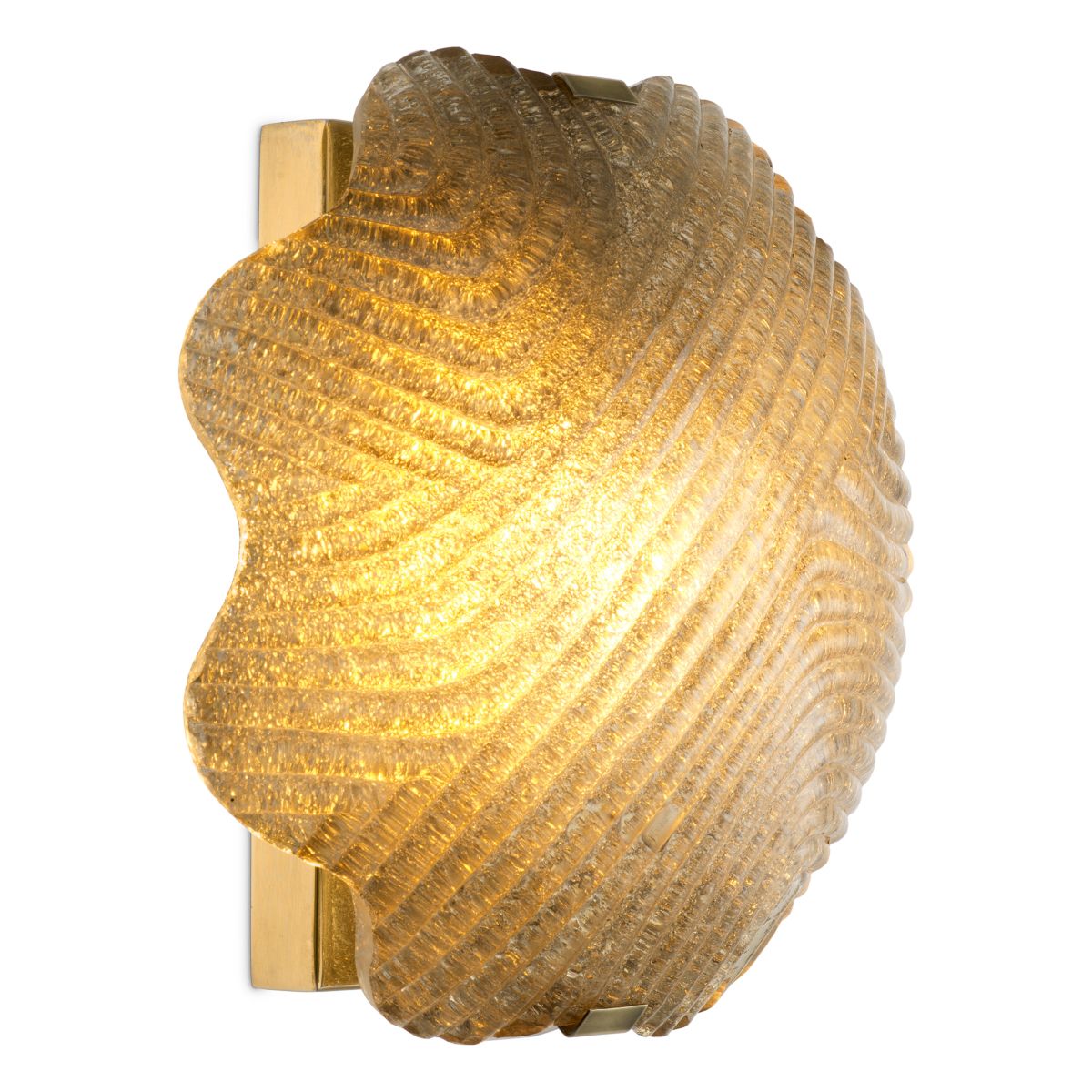 Gorgeous wall light featuring frosted glass and antique brass accents