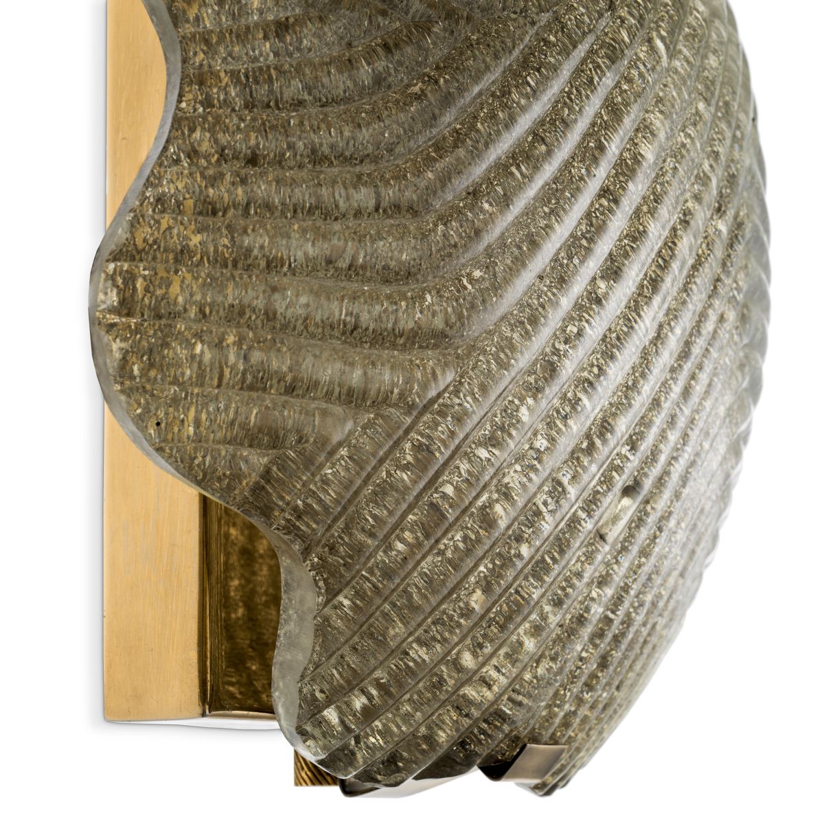 Gorgeous wall light featuring frosted glass and antique brass accents